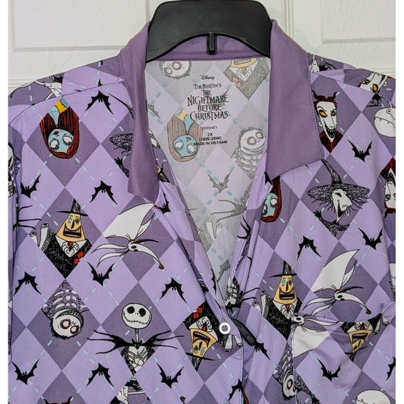 Disney Nightmare Before Christmas Lavender Argyle Pajama Shorts Set 2X NWT - Picture 8 of 11